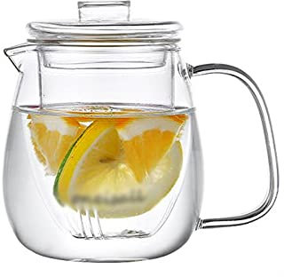 Fruchtsaft Krug Einfache Glaskaraffe mit vertikaler Liner Hoher Borosilikat-Glas-Pitcher Haushalts-Teekanne-Saft-Topf für Zuhause, Restaurant, Café Wasserkrug (Size : Small)