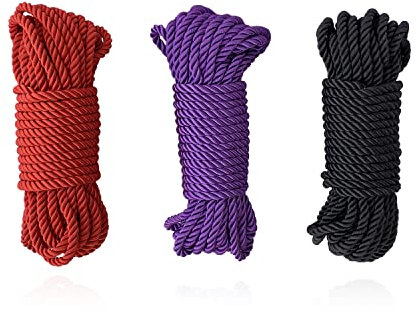 3 * 10 M Corda Bondage SM Bondage Set Restrizioni Sesso Corda di Cotone Corda Bondage Giocattoli Del Sesso per Principianti e Coppie (Nero + Viola + Rosso)
