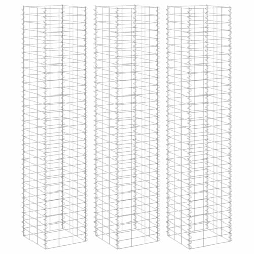 vidaXL 3x Lits Surélevés en Gabions Paniers en Gabions Jardinières à Gabion Jardin Extérieur Arrière-cour Aménagement Paysager 30x30x150 cm Fer