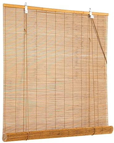 Cy.curtain bright Tenda avvolgibile in bambù per interni, tenda in legno, protezione solare e privacy per finestre e porte, 90 x 175 cm