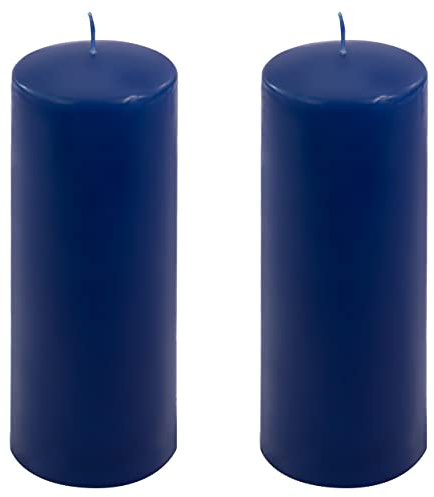 Stumpenkerze Höhe 20 cm Ø 7,5 cm lange Brenndauer Rund-Kerze Säulenkerzen Kerzen-Deko Tafelkerzen Weihnachts-Kerzen Hochzeit Xmas (blau, 2)