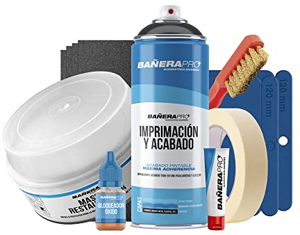 Genérico BaigeraPro Kit de réparation et d'émail pour baignoires et receveurs de douche avancés, peinture pour carrelage et sanitaires, vernis brillant pour salle de bain