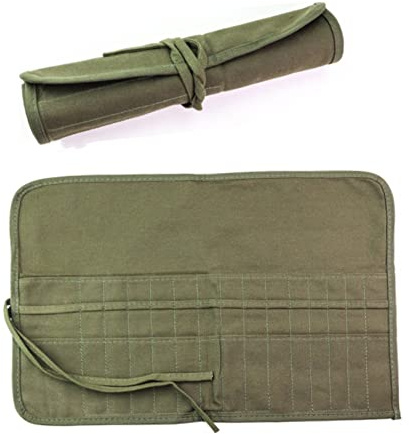 Wanfoou Paint Brush Holder,Paint Brush Roll Canvas Pouch, 30 Slots Storage for Acrylic Oil Watercolor Gouache Artist Roll Canvas Pouch(Army Green)