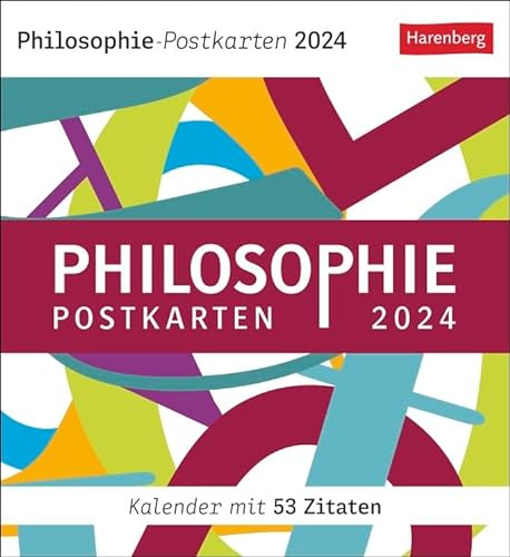 Postkartenkalender Philosophie - Kalender 2024 - Harenberg-Verlag - Wochenkalender mit 53 heraustrennbaren Postkarten - 16 cm x 17,5 cm