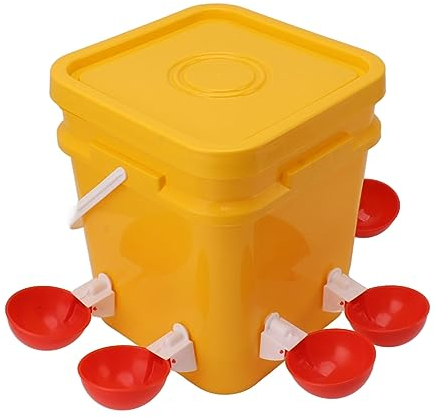 Wasserfutterschale , Automatische H¨¹hnertr?nke , Breite Anwendung , Einfache Installation , Langlebig , mit Tragbarem 12 Liter Fass f¨¹r Enten , V?gel , Wachteln (Eimer + gro?e rote
