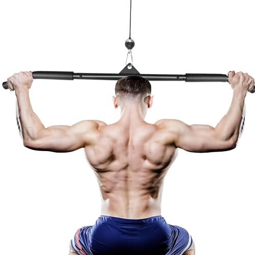 Taeku Latzugstange, Bizeps Stange Gerade Stange DIY Klimmzugstangen mit Handgriffen Latzug Pulldown Trainings Griff Krafttraining Anbaugeräte für Fitness