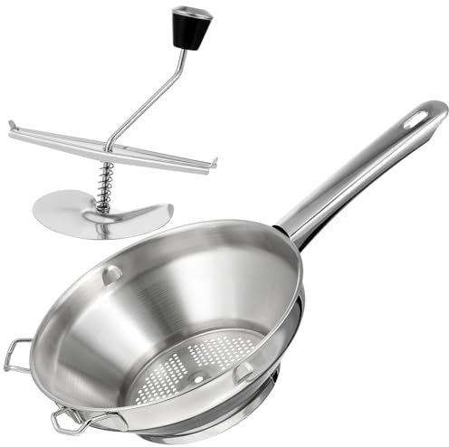 Amosfun Manual Potato Masher, Stainless Steel Rotary Ricer, Mince Masher for Tomato, Meshed Potatoes, Baby Food