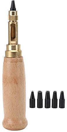 Perforadora De Cuero Automática, Mango De Madera Reemplazable, Herramienta De Perforación Giratoria, Mango De Madera, Perforadora De Cinturón, 6 Uds.