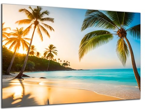 DARO Design - Wand-Bild 6mm HDF 70x50 cm Palmen-Strand - Wand-Deko Bilder Wohnzimmer
