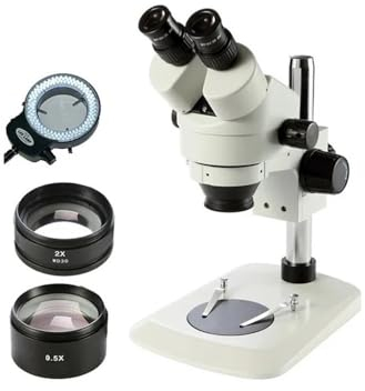 Mikroskop-Zubehör-Kit 3,5X-90X Tisch Säule Stehen Zoom Binokular Stereo Mikroskop Inspektion PCB Reparatur Microscopio 144 LED Lichtquelle Mikroskopische Objektträger (Size : SZM45B6 0.5X2.0X 144)