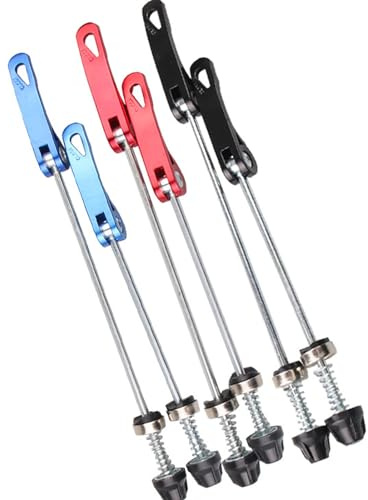 YETRNDK 3 Pair Bike Wheel Hub Skewers,Quick Release Bike Axle,Bicycle Wheel Nuts,Bike Skewers Ultralight Quick Release Skewers, for Road Bike,Mountain Bike（Black + Red + blue）
