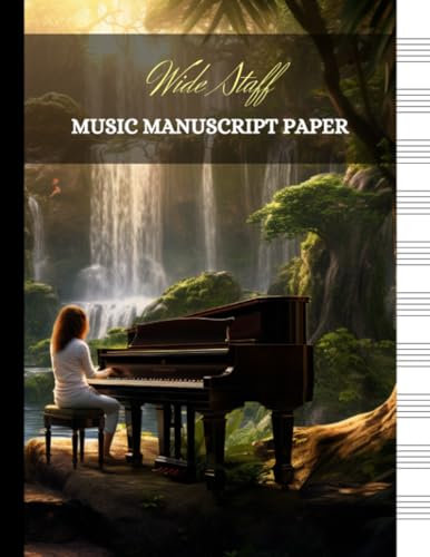Wide Staff Manuscript Paper | Blank Sheet | Magical Illustration | Piano #2 | 10 staves per page | 8.5 X 11 120 pages: Songwriting & Music Composition Journals