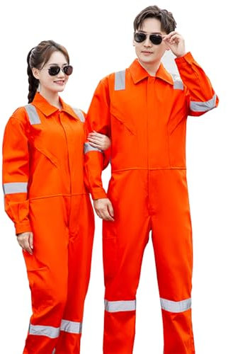 GSJDKN Ignifugo Abbigliamento da lavoro Tute Tuta da lavoro Manica lunga Antimacchia e antirughe Tute Tute da garage (Orange, XL/175)
