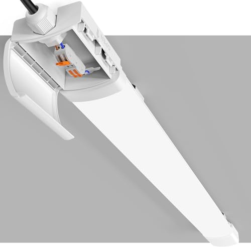 ANTENLICHT 2 Stücke LED Feuchtraumleuchte 150CM mit 45W 4950Lumen Kaltlweiß 5000k, Einfache Montage Wannenleuchte Flach Deckenleuchte Feuchtraum IP65 Werkstattlampe für Büro Keller Garage, Weiß