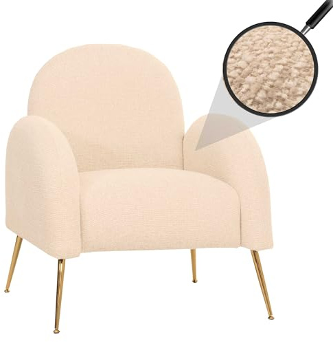 Mendler Lounge-Sessel HWC-N69 Stoff/Textil - Creme-weiß | Cocktailsessel, Sessel, Retro, Nosagfederung, Chenille