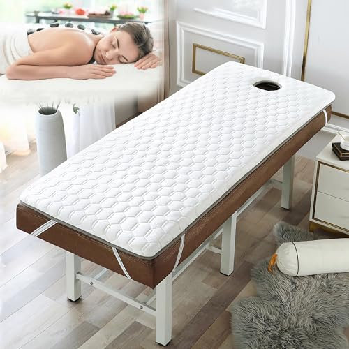 Coprimaterasso per letto spa con foro per respiro, imbottitura in schiuma ad alta densità, per lettini da massaggio, cuscino antiscivolo, spessore 3 cm, taglia S, 60 x 180 cm