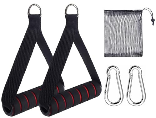 Poignée de Tirage Musculation, Poignées de Résistance, Poignées d'exercice, Poignée Musculation, Poignée de Tirage Musculation Accessoire, Poignée en Silicone, avec Mousquetons, pour Fitness Gym Yoga