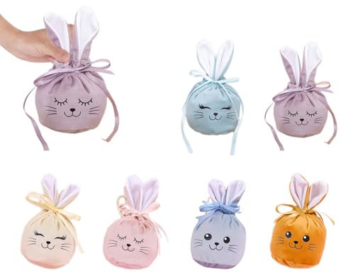 Osterkörbchen und Ostersäckchen zum Befüllen - Süße Osterkorb für Kleine, Persönlich befüllbare Tüten, Samt Geschenktasche,Ostertasche für die Kleinen, Ostersackerl für Frühlings- und Osterfest