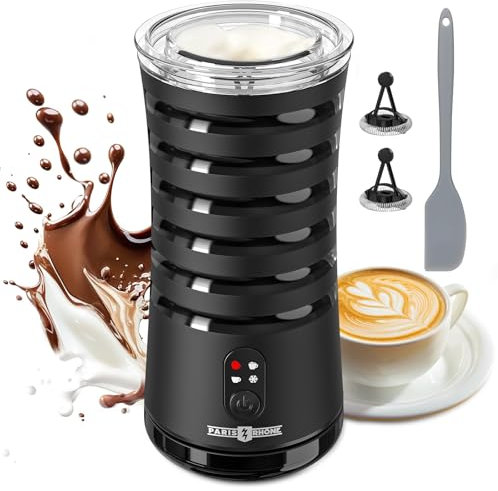 PARIS RHÔNE Montalatte elettrico, montalatte 4 in 1, adatto per schiuma di latte calda e fredda, latte caldo, 240 ml, a induzione, nero
