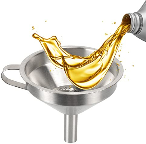Large Industrial Funnel, Stainless Steel Kitchen Funnel, with Strainer Brush Metal for Kitchen and Industrial Use