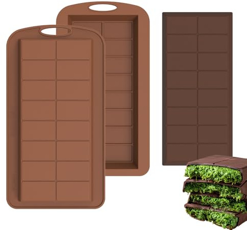 Luxoraiova Schokoladenform aus Silikon, 2 Stück Tiefe Schokoladentafel Form, Antihaftbeschichtung BPA Free für Schokolade Süßigkeiten Eiswürfel