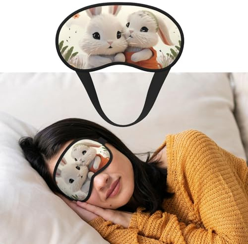 Augenmaske zum Schlafen, atmungsaktiv, lichtblockierend, Schlafmaske, Hasenumarmung, Nacht, Augenbinde, weich, bequem, Nacht-Augenschutz, für Männer und Frauen, Augenabdeckung für Nickerchen zu Hause