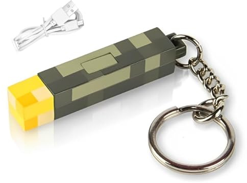 Kayuneed Mini torcia portachiavi 65 mm Miner Game torcia portachiavi Craft LED torcia portatile mini lampada notturna USB ricaricabile per bambini regali camera e feste