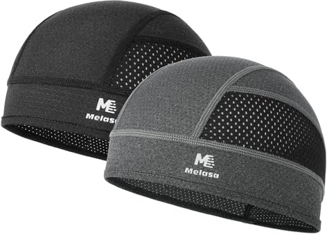 MELASA Fahrradmütze unter Helm Atmungsaktiv Schweißschutz Mesh Herren | Schnelltrocknend, ultra-leicht (50g), perfekte Helmpassform ohne Druckstellen, Mesh-Belüftung für Radfahren Motorrad Laufen