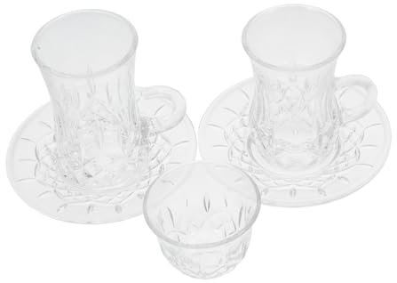 ULTECHNOVO Tazze Da in Vetro Trasparente Design Piccole Tazze Vintage Per Tè Nero e Bevande Calde Piattino Incluso