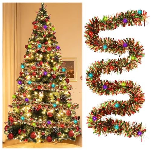 Yallmie Guirnalda de Navidad, 5m Guirnalda de Cedro de Navidad Artificial con 50 Led Christmas Garland para Chimeneas, Ventanas, Escaleras, Arco y Fiestas Decoración de Interior/Exterior