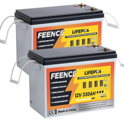 2Pack 12V 330Ah MINI LiFePO4 Lithium Batterie, 200A BMS Autobatterie, Bluetooth Lithium Batterie, bis zu 15000 Zyklen, Max.4224Wh Energie mit Low Temp Cut off, perfekt für RV, Solar, Trolling Motor