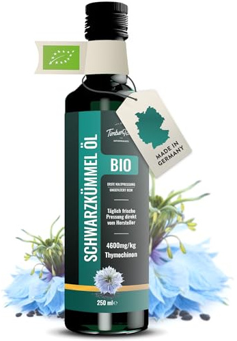 Schwarzkümmelöl ungefiltert Bio kaltgepresst 250ml & ohne Zusatzstoffe – Ägyptisches Black Seed Oil Nigella Kümmelöl mit hohem Thymochinongehalt aus deutscher Ölmanufaktur