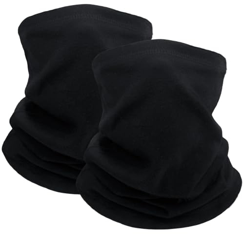 2 Pack Neck Warmer Snoods for Men Women Warm Windproof Thin Fleece Winter Neck Gaiter Scarfs Face Covering Bandana for Hiking Skiing Cycling Running