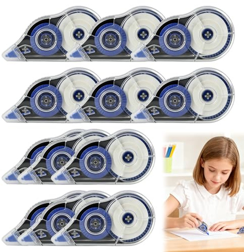GodtKowty Correction Tape Set - 12 Pcs 30m x 5mm White Out Correction Tape Rollers for Flawless Corrections in School, Office & Home - Ergonomic, Quick-Application, Tear-Resistant Design