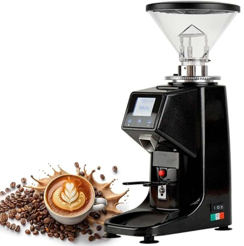 GEHPYYDS Moulin à café électrique - Capacité 500 ML/1 500 ML, 19 réglages de mouture, Affichage numérique de la minuterie, Machine à Expresso Professionnelle à meules Plates 200 W 1500ml-Black