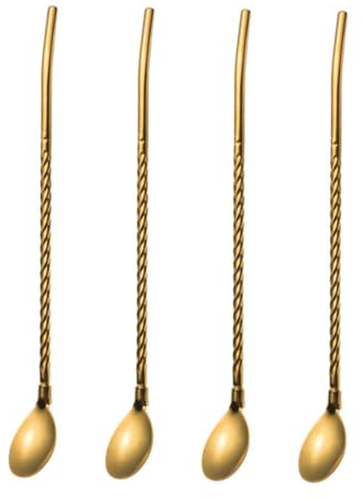 MUELODSIC 4 piezas Cucharas Reutilizables de Acero Inoxidable con Pajita Integrada para Helados Bebidas y Cócteles Aptas para Hogar Cafeterías y Restaurantes