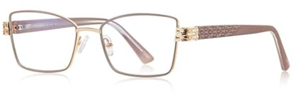 TOIPASTN Men Glasses Anti Blue Light Clear Lens Fashion Eyeglasses Women Cat Eye Metal Frame(brown gold frame)