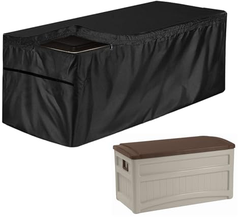 Ahuuen Housse Coffre Jardin | Housse De Protection pour Boîte À Oreiller | Couvercle La Boîte De Pont pour Casier en Tissu Oxford | ANI-UV, Imperméable | pour Coffre De Rangement De Jardin