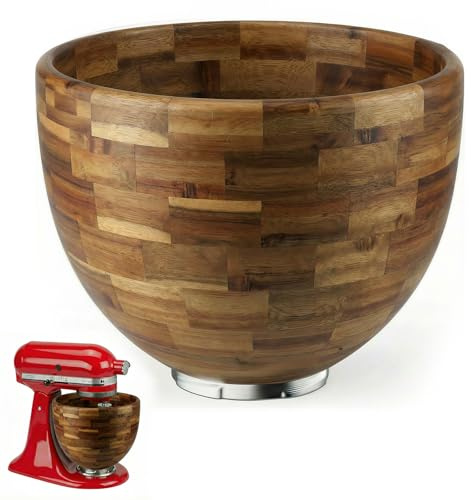 GuanQiao Premium Acacia Wood Mixing Bowl for kitchenaid