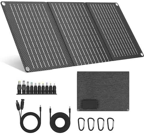 Panneau Solaire Portable 30W IP65 Étanche, Chargeur Solaire Pliable pour Station d'Énergie avec QC3.0 USB et Sortie DC 18V, Rendement 23%, pour Camping Plein Air Maison Camping-Car