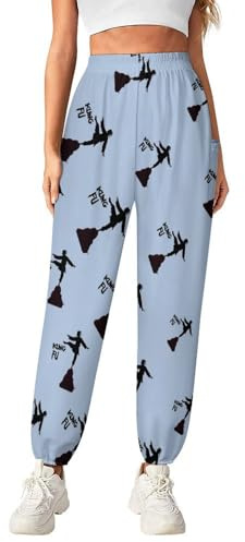 Kung Fu Womens Sweatpants Baggy Joggers Pants Lounge Trousers with Pockets M