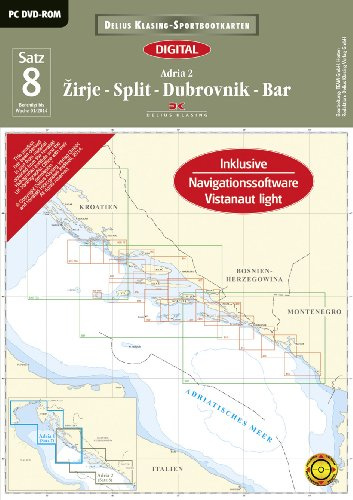 Satz 8: Žirje - Split - Dubrovnik - Bar (DVD-ROM, Ausgabe 2014): Adria 2: Zirje - Split - Dubrovnik - Bar. Digital. Inklusive Navigationssoftware Vistanaut light. Berichtigt bis Woche 01/2014