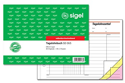 SIGEL SD065 Tagelohnbuch A5 quer, 3x40 Blatt, selbstdurchschreibend, aus nachhaltigem Papier