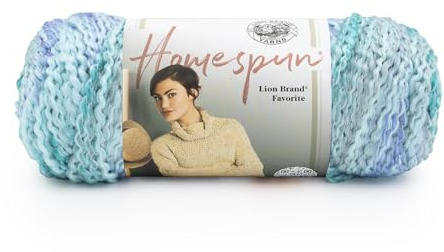 Lion Brand Yarn Homespun Yarn, Soft Bulky Yarn for Knitting, Crocheting, and Crafting, 1 pack, Waterfall