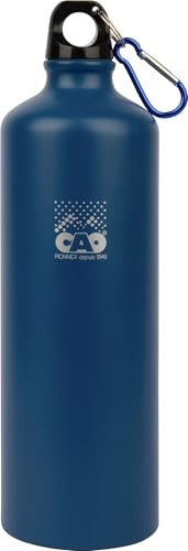 C.A.O. - Gourde en Aluminium 1 Litre Bleu Marine avec Tétine Sport Rabattable - sans BPA - Réutilisable pour Sport, Randonnée et École - Hauteur 27 cm - Diamètre 8 cm