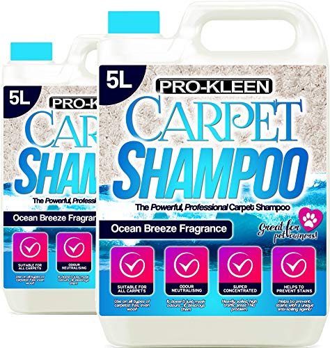 Pro-Kleen Professional Carpet & Upholstery Shampoo – Ocean Fresh Fragrance 10L - High Concentrate Cleaning Solution - Suitable for All Machines