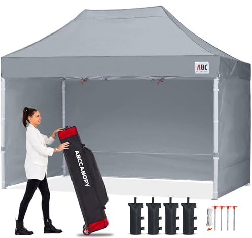 ABCCANOPY Faltpavillon 3x4.5 Wasserdicht mit Seitenteilen UV+,Grau