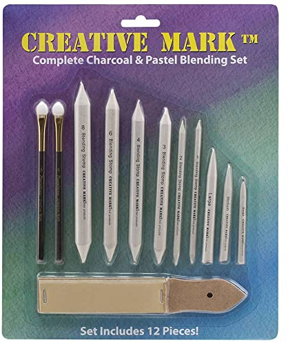 Creative Mark komplett anthrazit und Pastell-Misch-Set für Zeichnen Media, Kohle, Bleistift, pastell, Schwamm Mischer, Stomps, Tortillions, Schleifpapier Pad