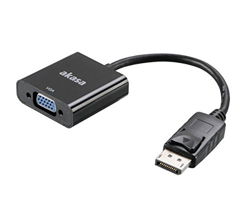 Akasa AK-CBDP04-20BK Adaptador de Cable DisplayPort VGA Negro - Adaptador para Cable (DisplayPort, VGA, Male Connector/Female Connector, 0,2 m, Negro)