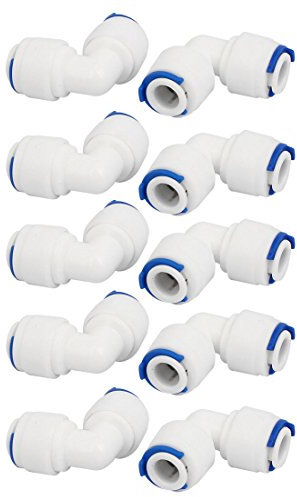 sourcingmap 1/4-inch Elbow Push Fit Quick Connect 10pcs for RO Water System Drinking Fountain
